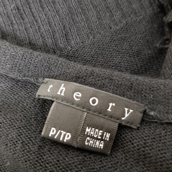 Theory Black Vesta Cotton Cashmere Fringe Trim Lightweight Cardigan Size XS - Picture 14 of 15